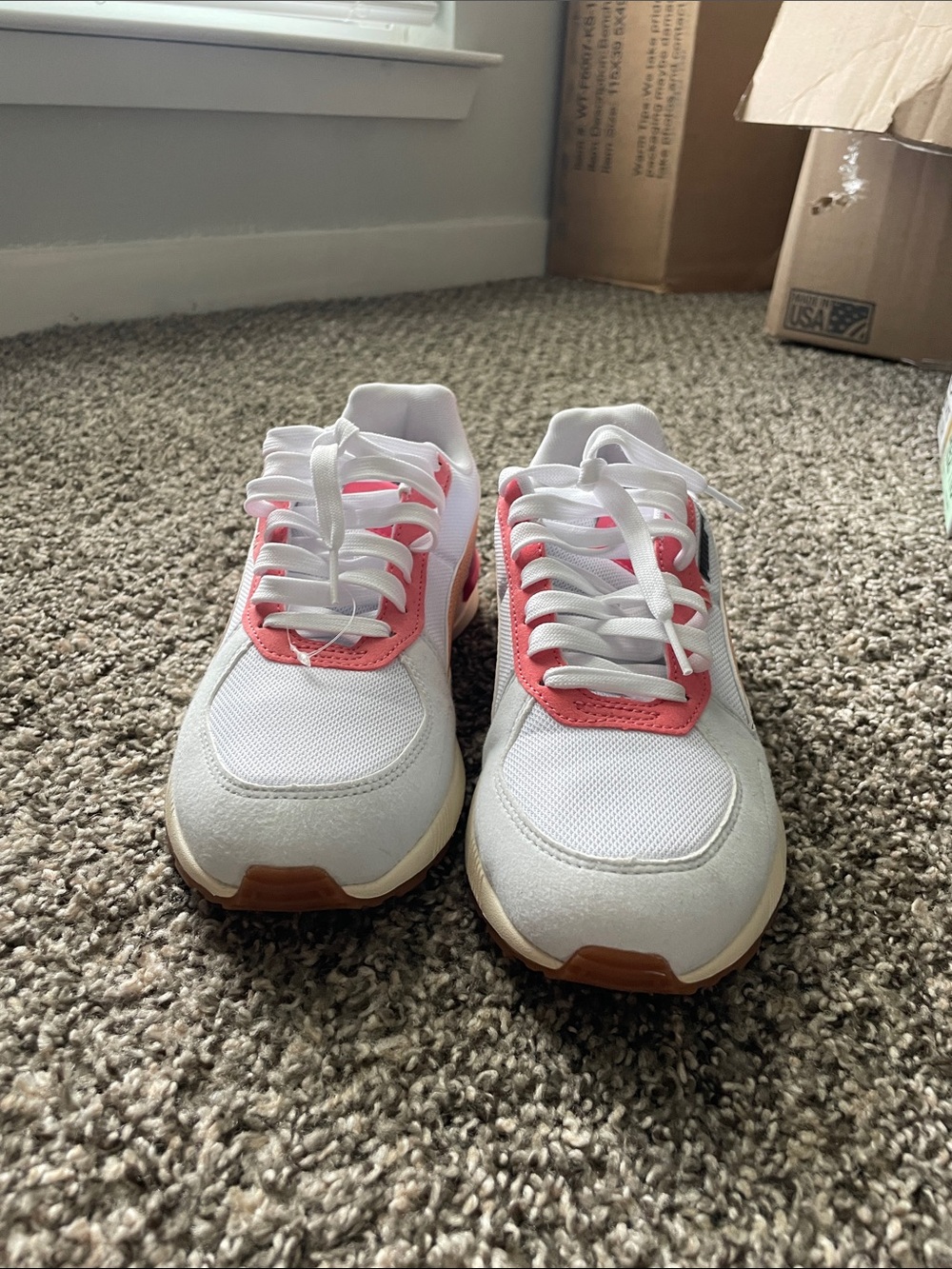 Puma White Sneakers with Peach, Pink and Blue Accents - Picture 4 of 4